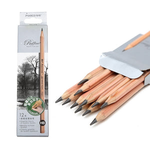 12pcs Drawing Writing Sketch Wooden Pencil Pre-sharpened HB Art Graphite Pencils