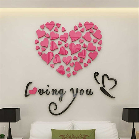 Love Heart DIY Removable Wall Stickers Room Decor 3d Wall Stickers, Size: 40cm x 40cm