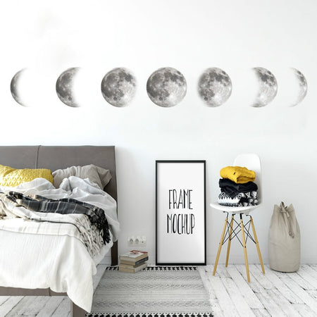 Inkjet Wall Stickers Moon Wallpaper Space Moon Wall Stickers Simple Crescent