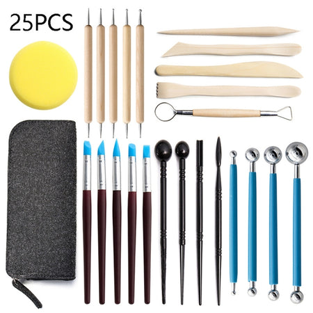 25-In-1 Soft Pottery Clay Sculpture Production Combination Art Supplies Set