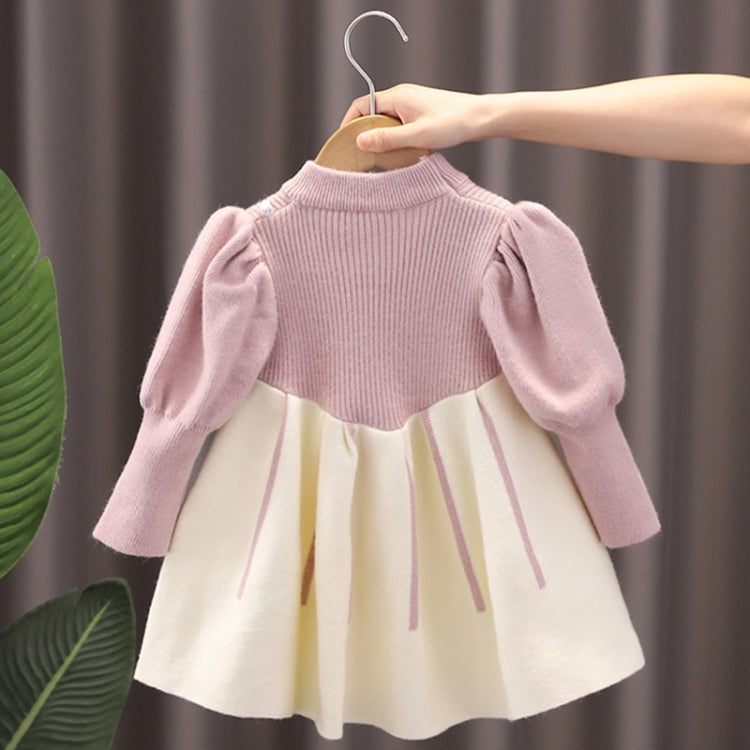 Girls Sweater Dress Bubble Sleeve Knitted Princess Dress