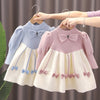 Girls Sweater Dress Bubble Sleeve Knitted Princess Dress