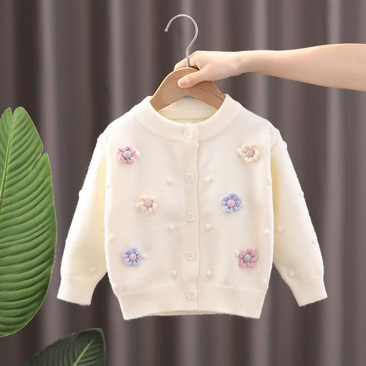 Baby Girls Flower Sweater Cardigan Winter Solid Color Knitted Sweater