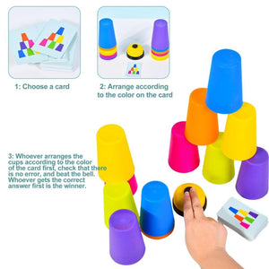 Mixed Colors Quick Stack Cups Speed Training Sports Stacking Cups With Card,Spec: