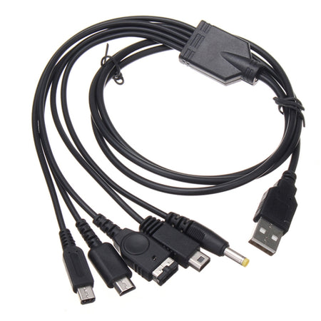 5-in-1 USB Charging Cable for Wii U / NEW 3DSXL / NEW 3DS / NDS LITE SP / PSP