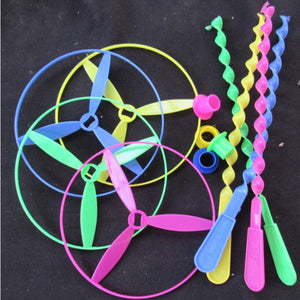 Hand Push Flying Saucer Bamboo Dragonfly Educational Children Toy, Random Color Delivery