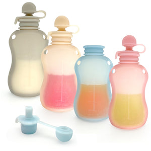 150ml Reusable Silicone Baby Food Pouches Refillable Squeeze Storage Containers