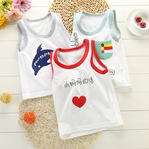 Children Cotton Sleeveless Vest Crew Neck Summer Sports Style Tank Tops