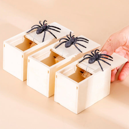 Spider Wooden Box April Fool Day Gift Scare Toys Magic Complications Props