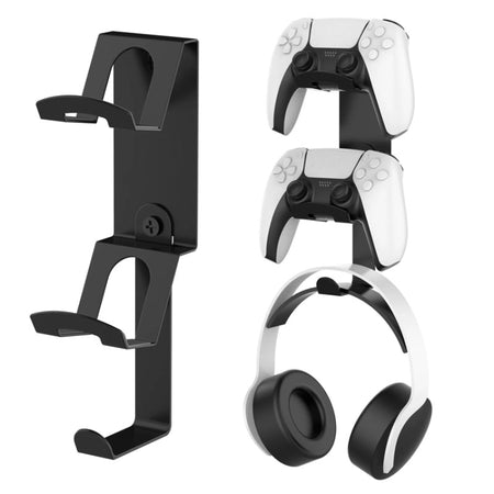 For Xbox / PS5 / Switch 3 In 1 Dual Controller, Earphone Wall Mount Storage Bracket With Anti-Slip Pad