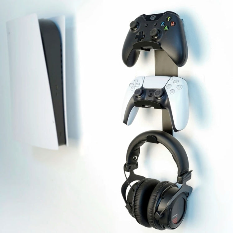 For Xbox / PS5 / Switch 3 In 1 Dual Controller, Earphone Wall Mount Storage Bracket With Anti-Slip Pad